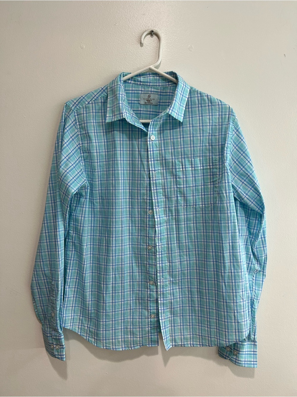 Classic Club Teal Plaid Long-Sleeve Button-Down Shirt